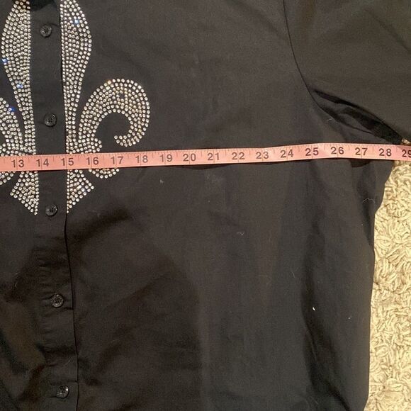 Vintage Quacker Factory Black Rhinestone Studded Western Rockabilly Shirt 3X - Picture 8 of 9